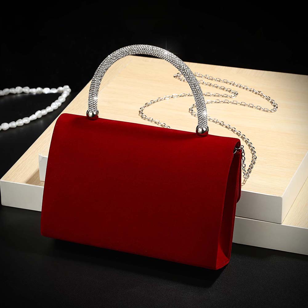 New wine red velvet diamond-en - огляд і ціна Luxury Bags Mini